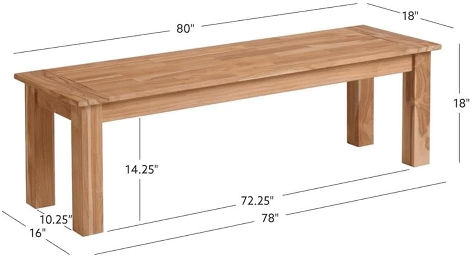 Teak Wood 3‑Seat Outdoor Dining Bench