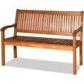 Teak‑Colored Wooden Outdoor Patio Bench