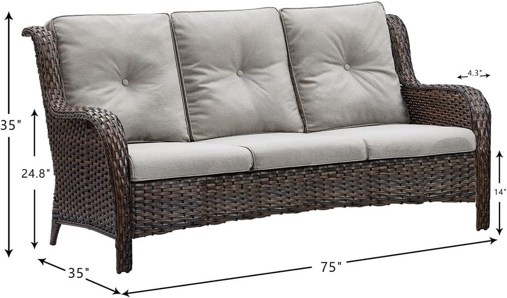 PE Rattan Cushioned Outdoor Patio Sofa
