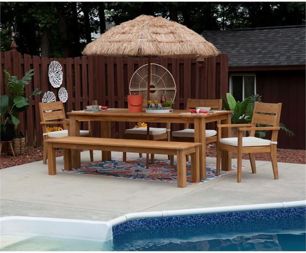Teak Wood Contemporary Outdoor Dining Bench
