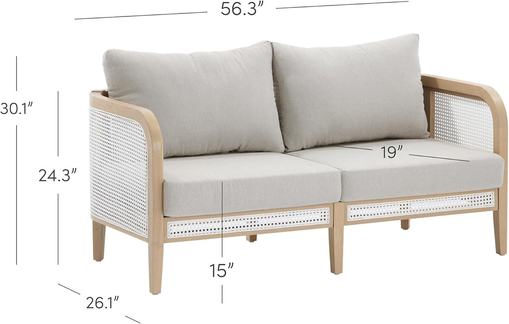 Boho Rattan Acacia Outdoor Loveseat Sofa