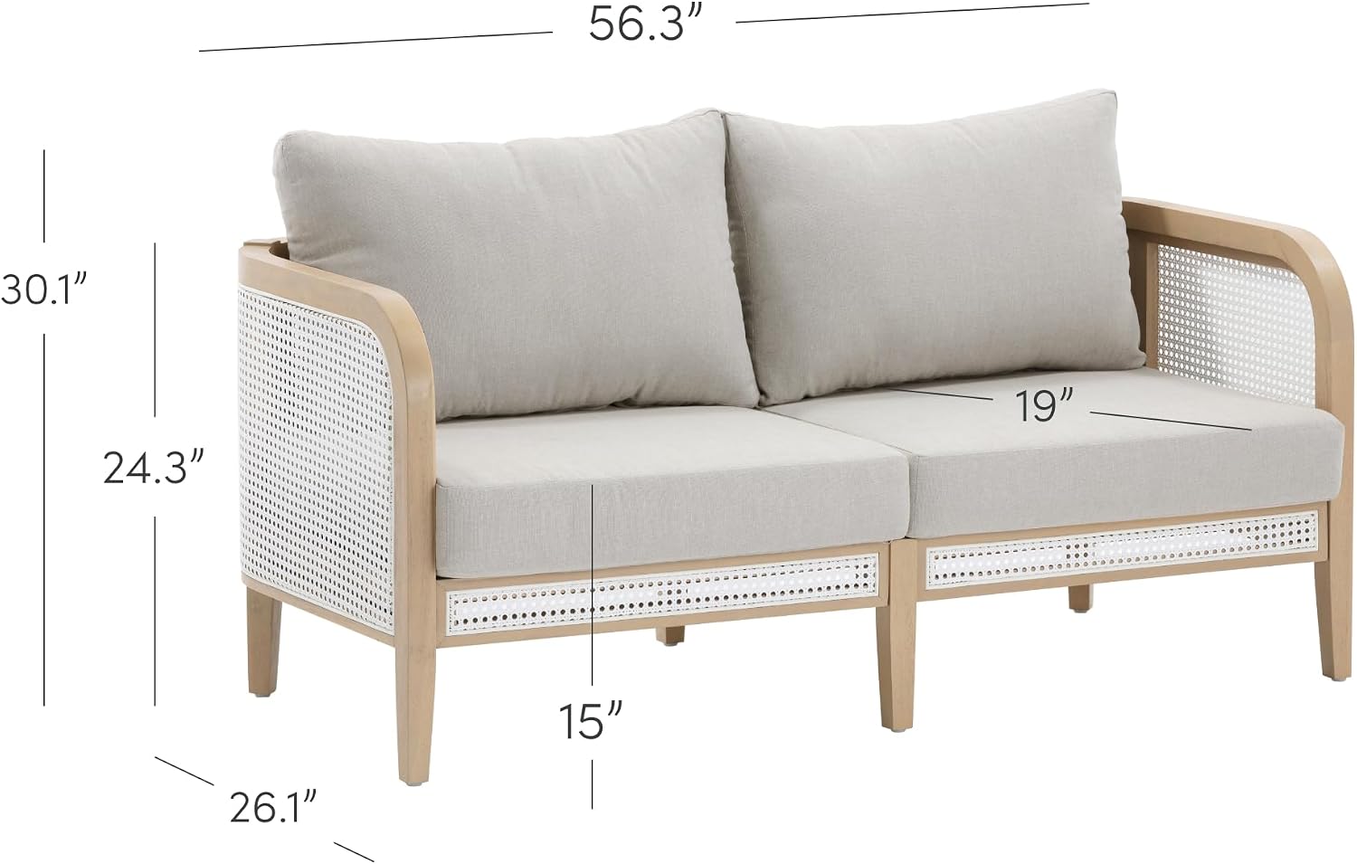 Boho Rattan Acacia Outdoor Loveseat Sofa