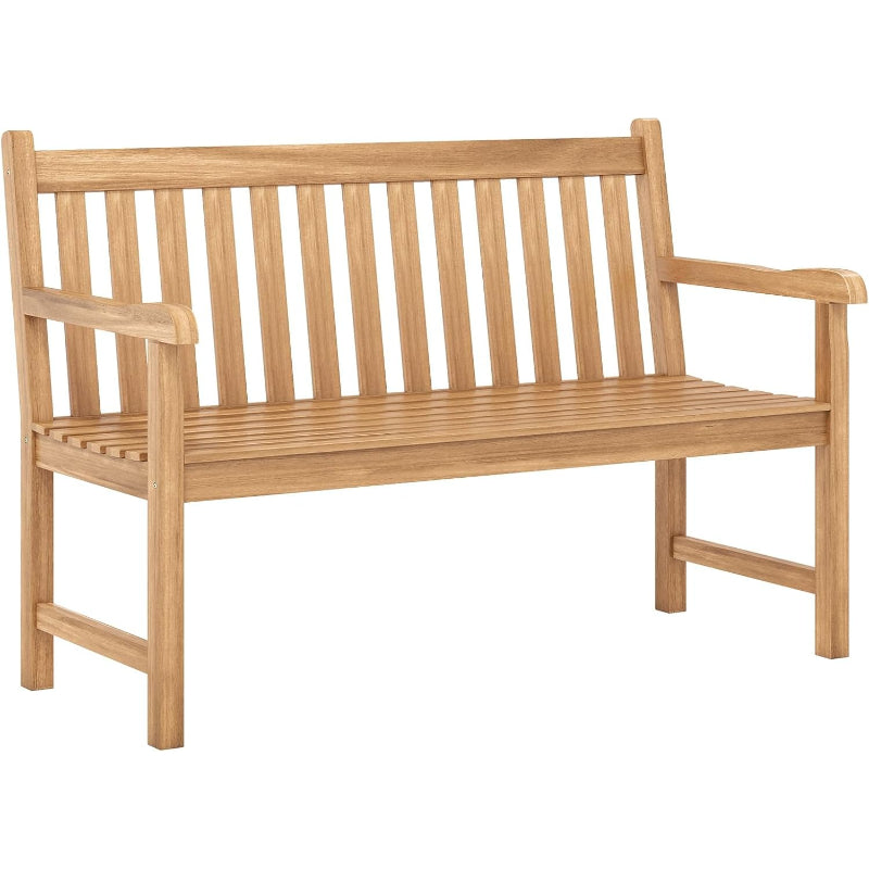 Solid Teak 2‑Person Outdoor Patio Bench