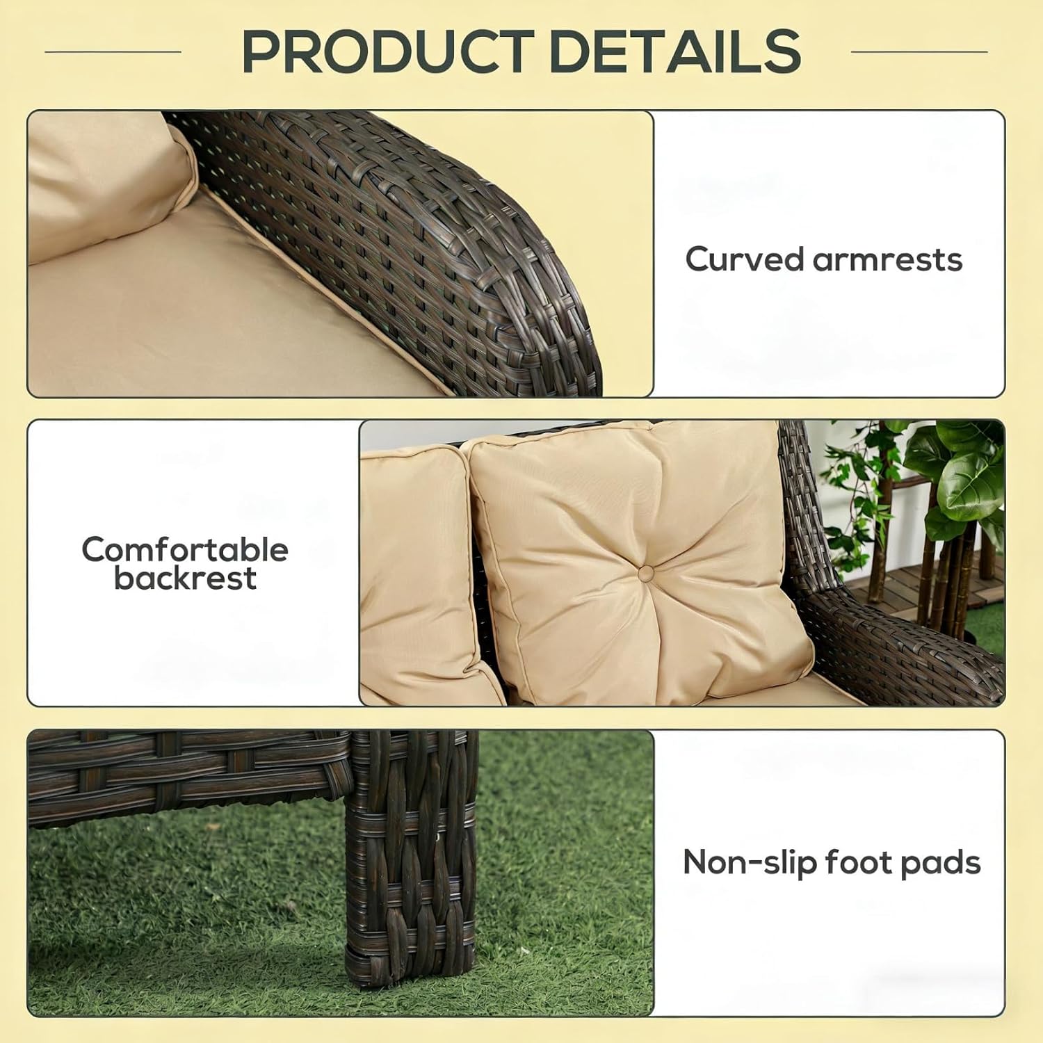 Handwoven PE Wicker Outdoor Patio Sofa
