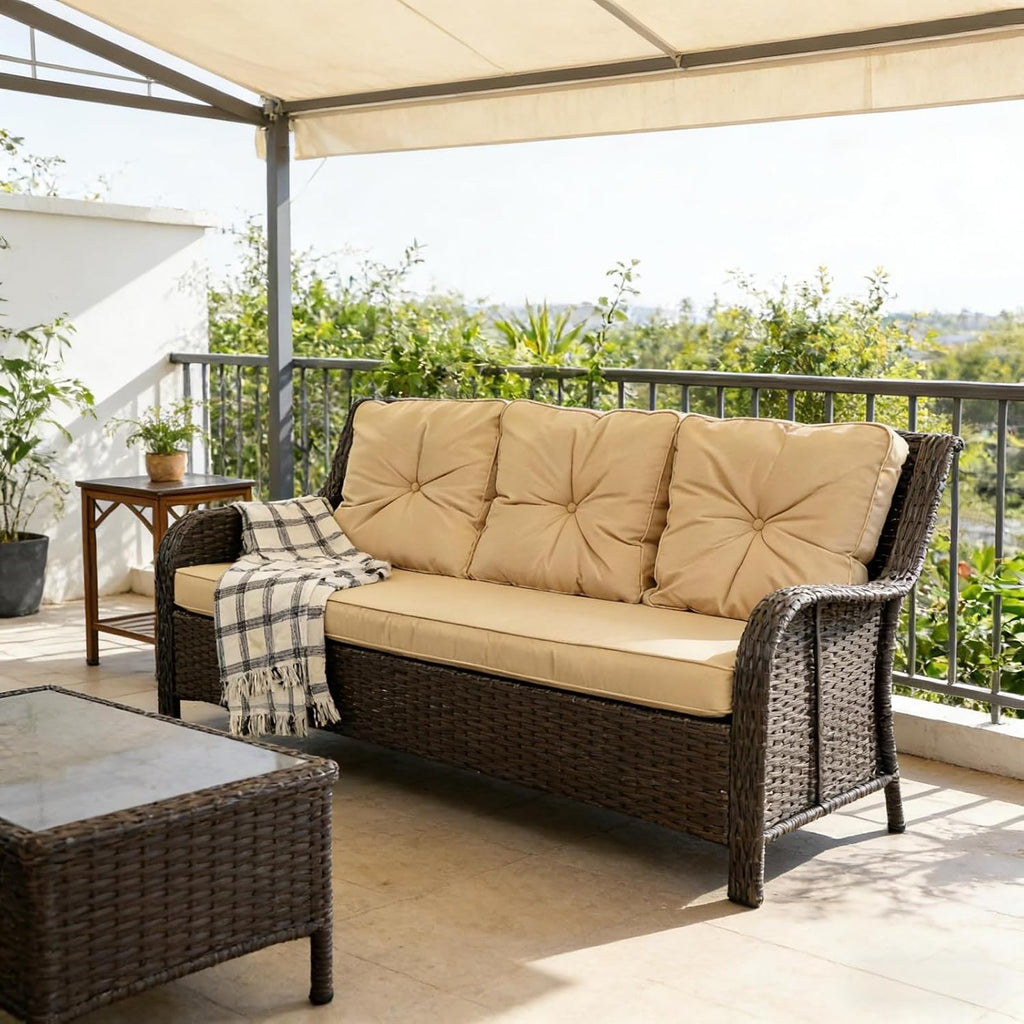 Handwoven PE Wicker Outdoor Patio Sofa