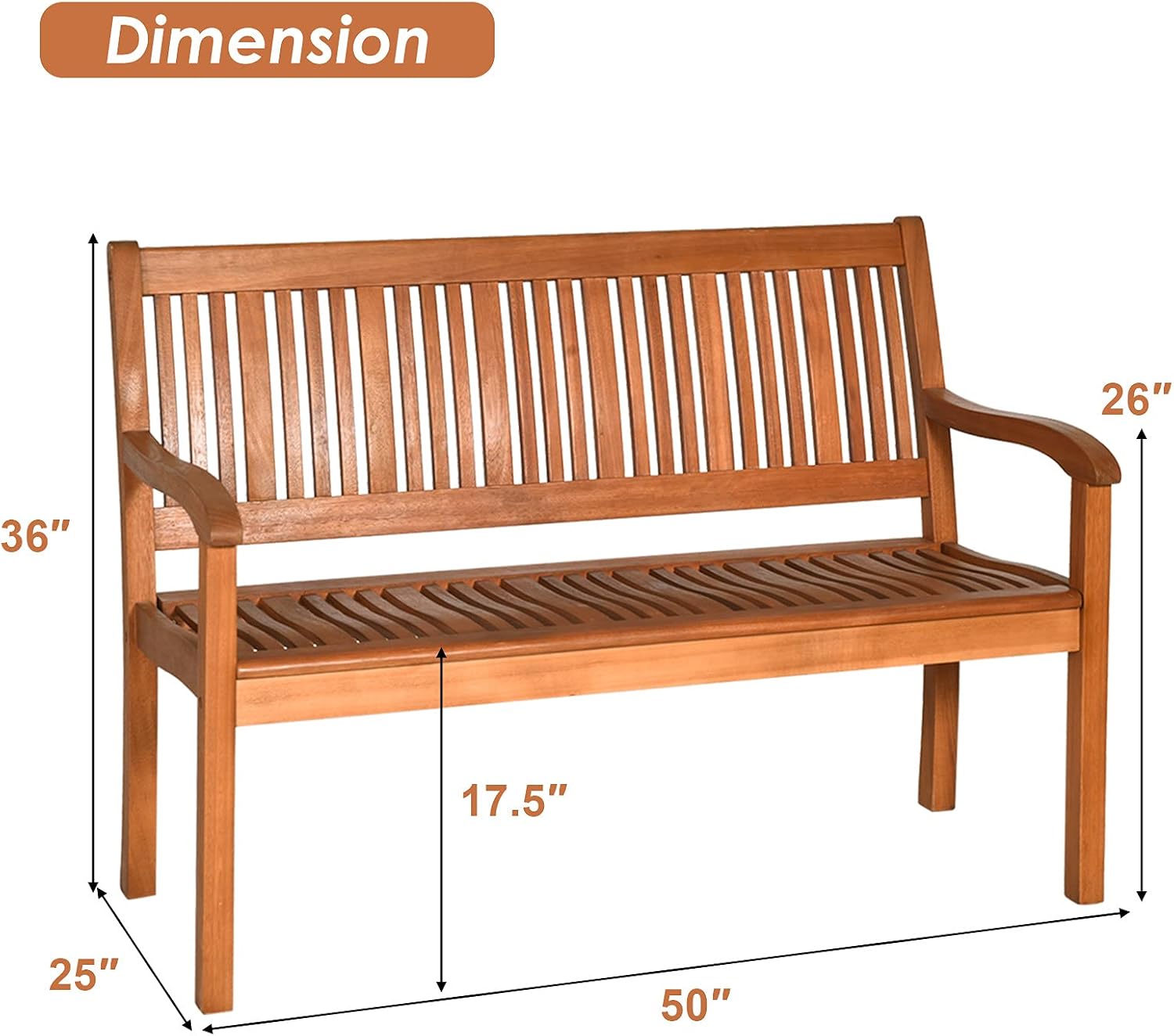 Teak‑Colored Wooden Outdoor Patio Bench