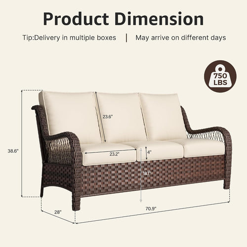 All‑Weather Wicker Cushioned Outdoor Sofa