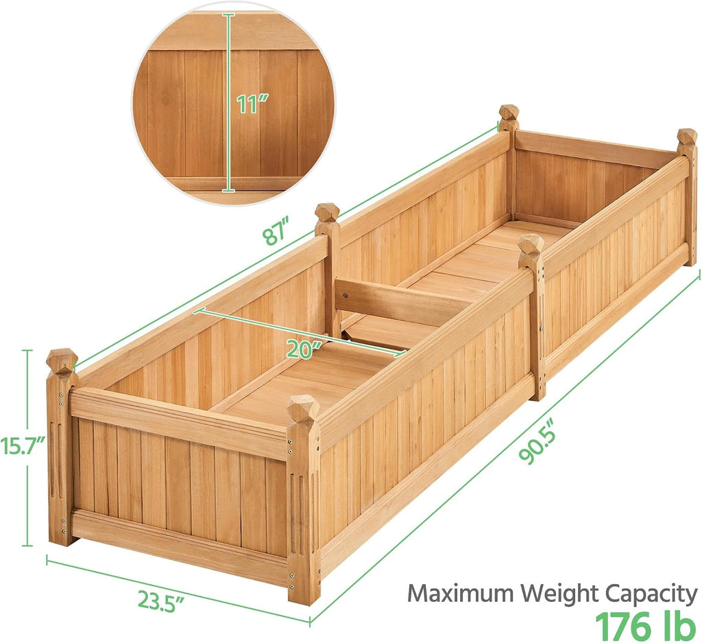 Wooden Rectangular Outdoor Raised Planter Bed
