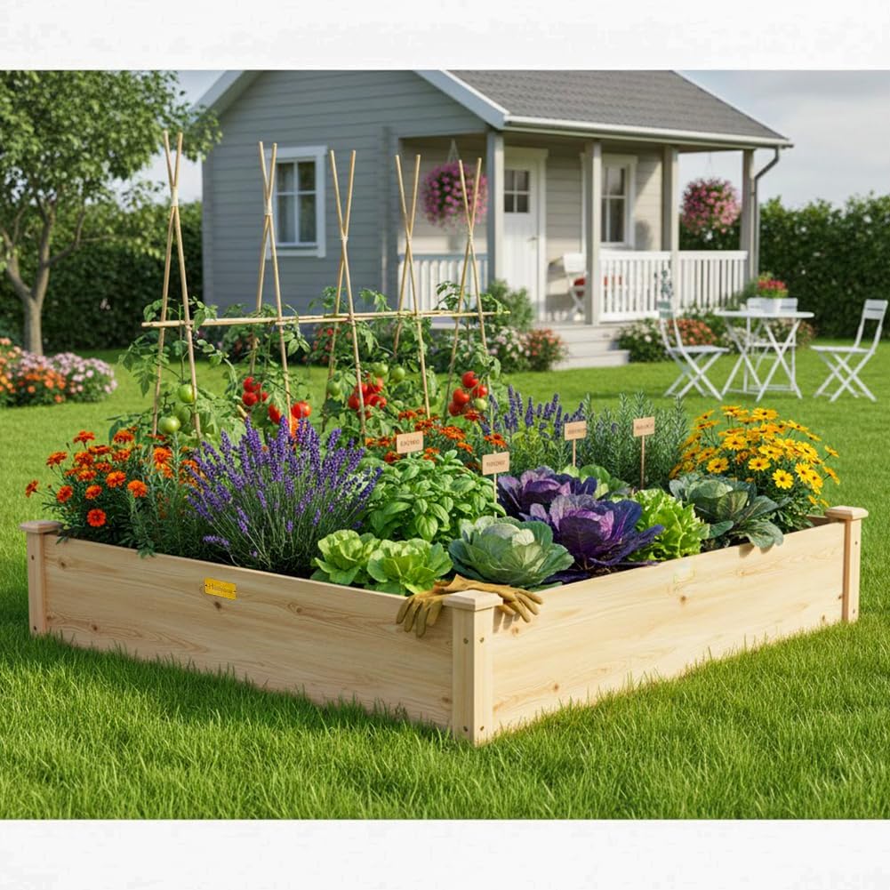 Wood Elevated Outdoor Raised Garden Bed