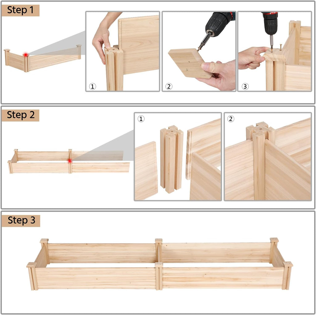 Wood Outdoor Vegetable Flower Planter Bed