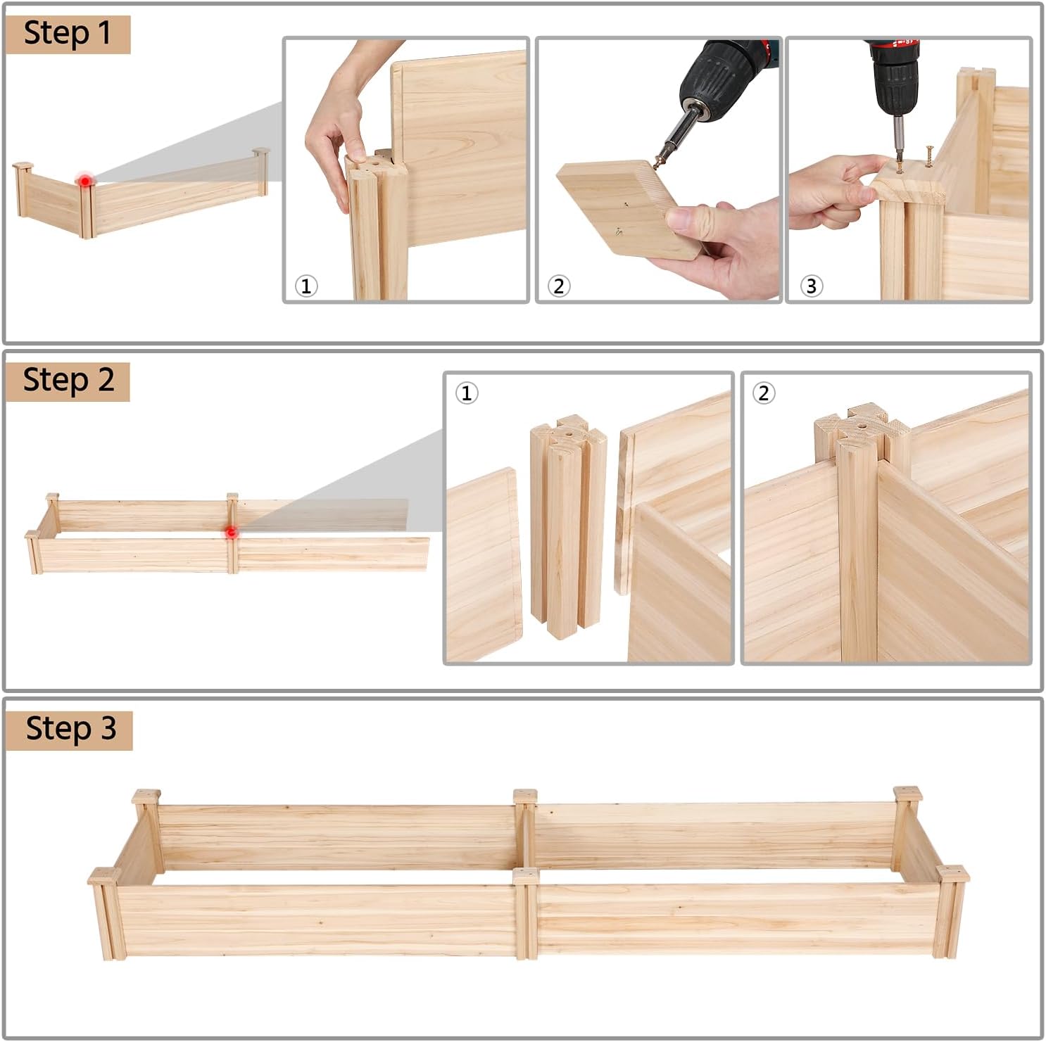 Wood Outdoor Vegetable Flower Planter Bed