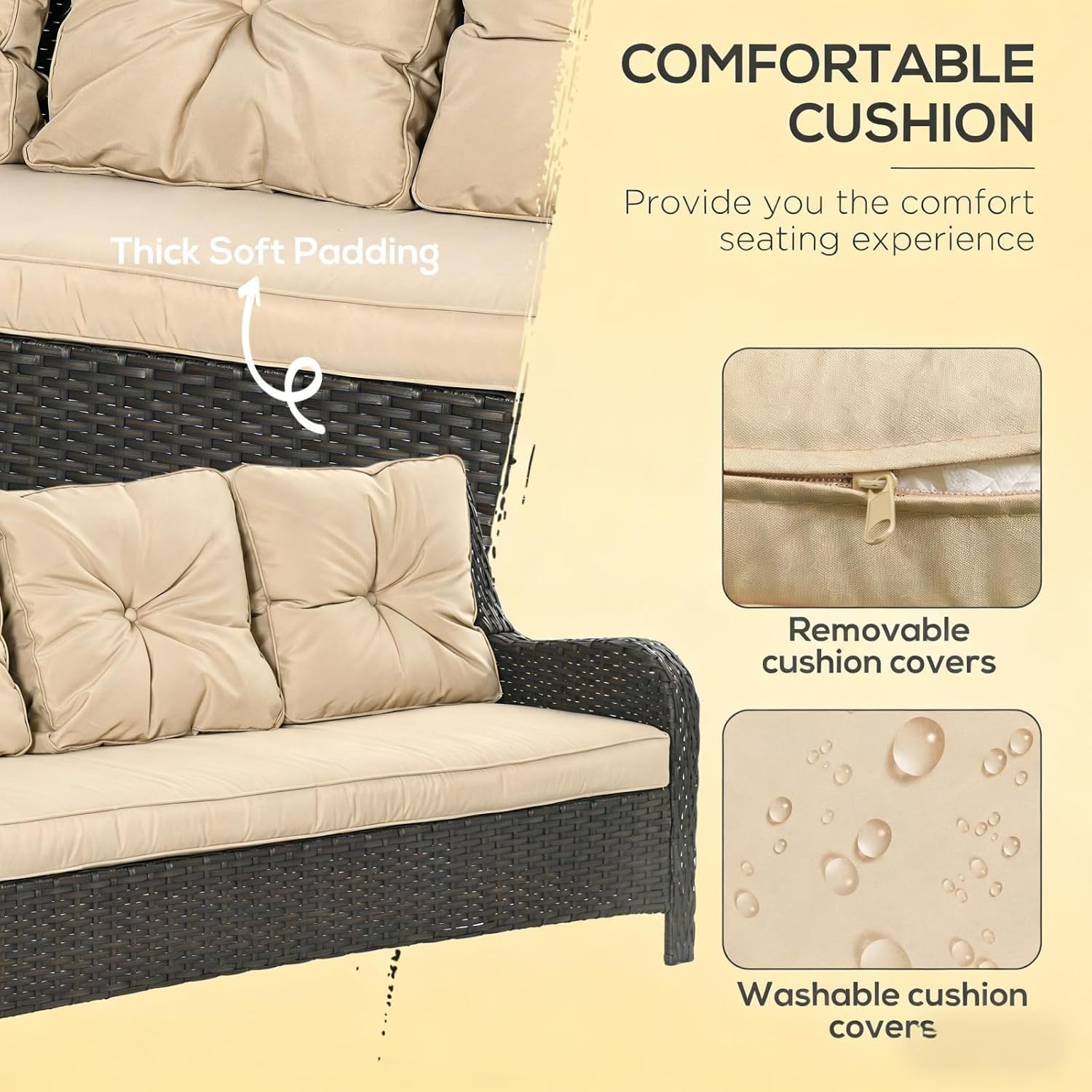 Handwoven PE Wicker Outdoor Patio Sofa