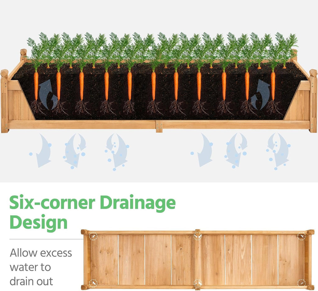 Wooden Rectangular Outdoor Raised Planter Bed