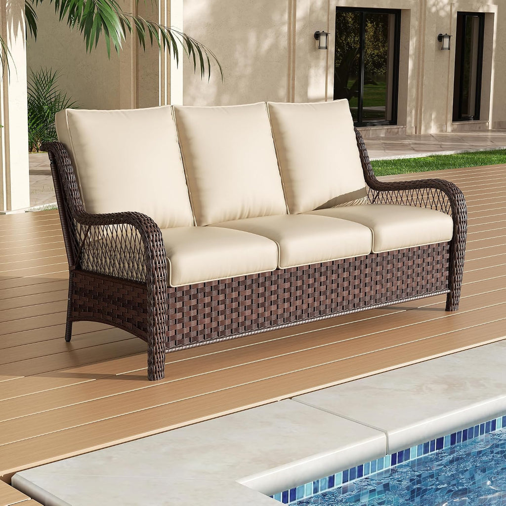 All‑Weather Wicker Cushioned Outdoor Sofa
