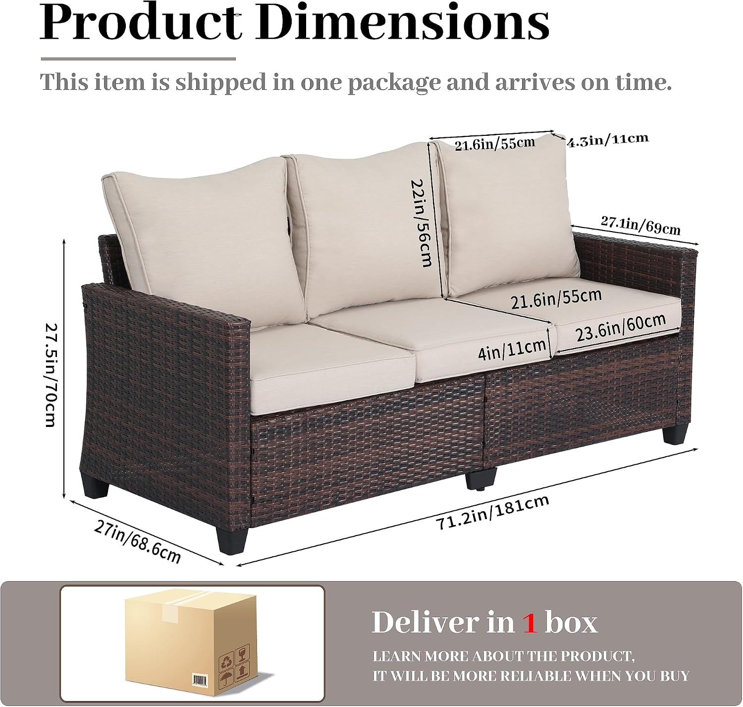 Rattan Wicker Outdoor Patio Garden Sofa