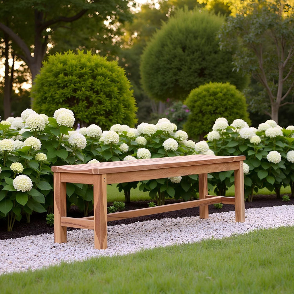 Solid Teak Outdoor Backless Dining Bench