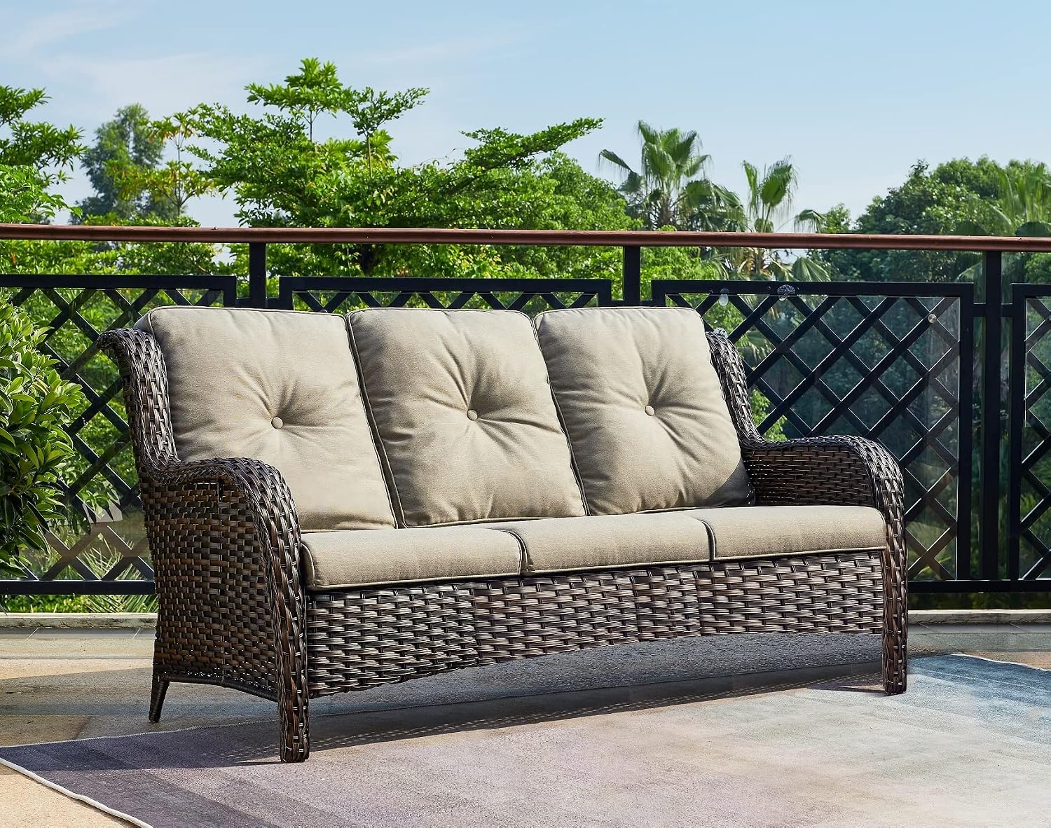 PE Rattan Cushioned Outdoor Patio Sofa