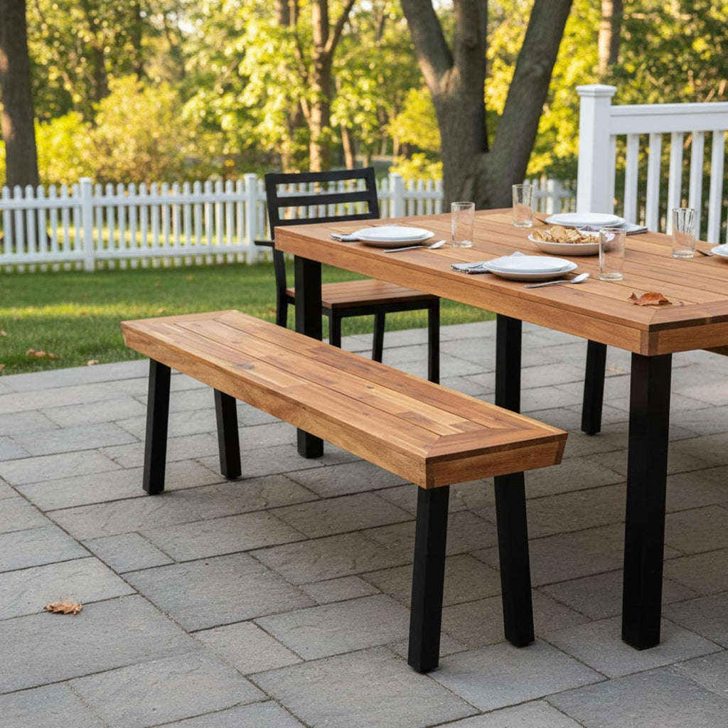Acacia Wood Outdoor Patio Dining Bench