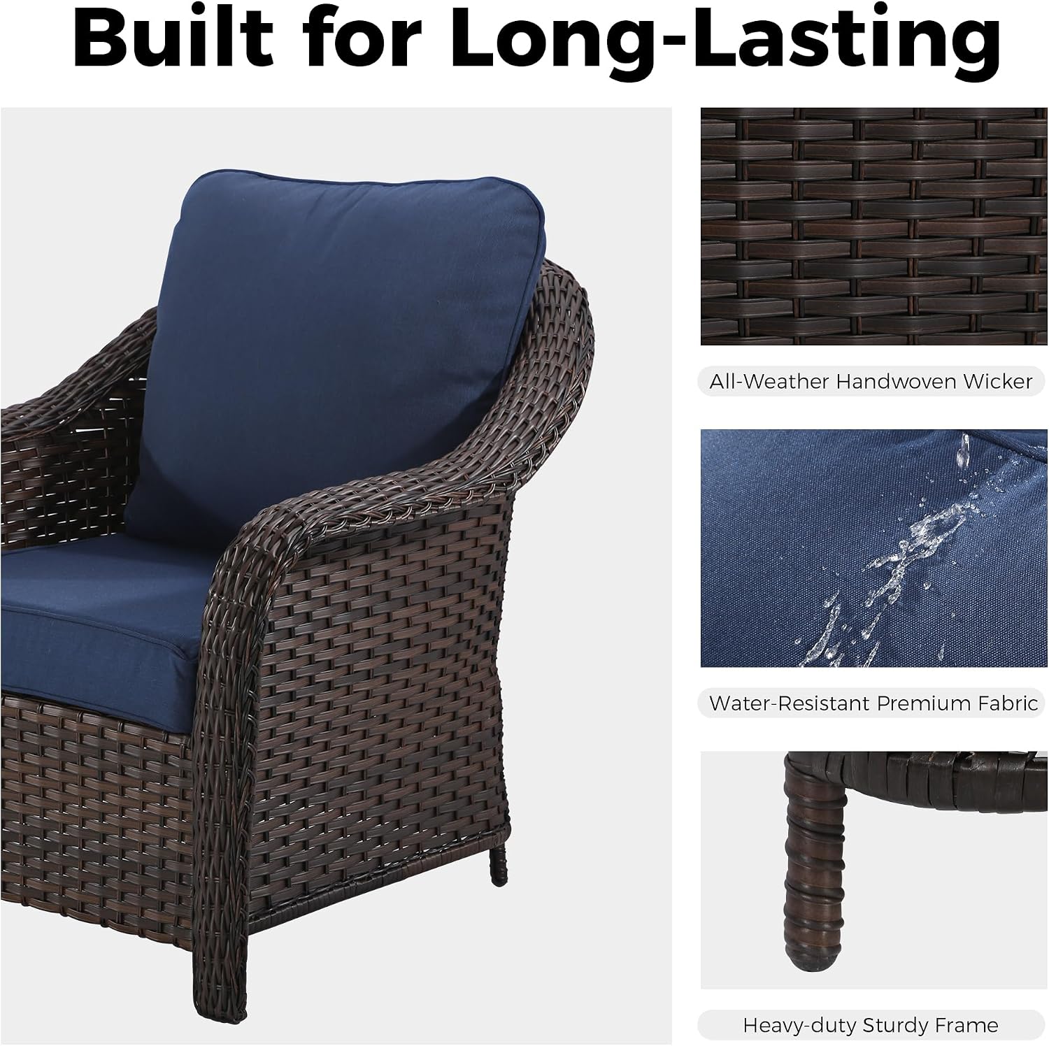 All‑Weather Wicker Patio Three‑Seat Sofa