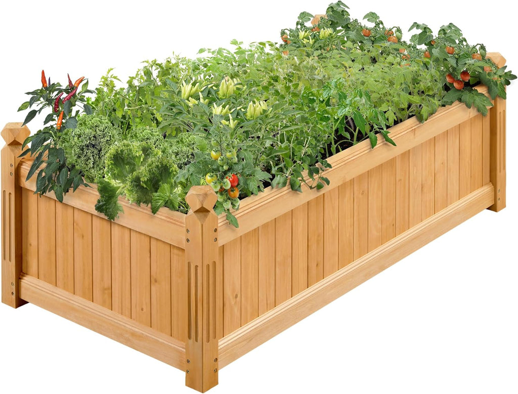 Wooden Rectangular Outdoor Raised Planter Bed