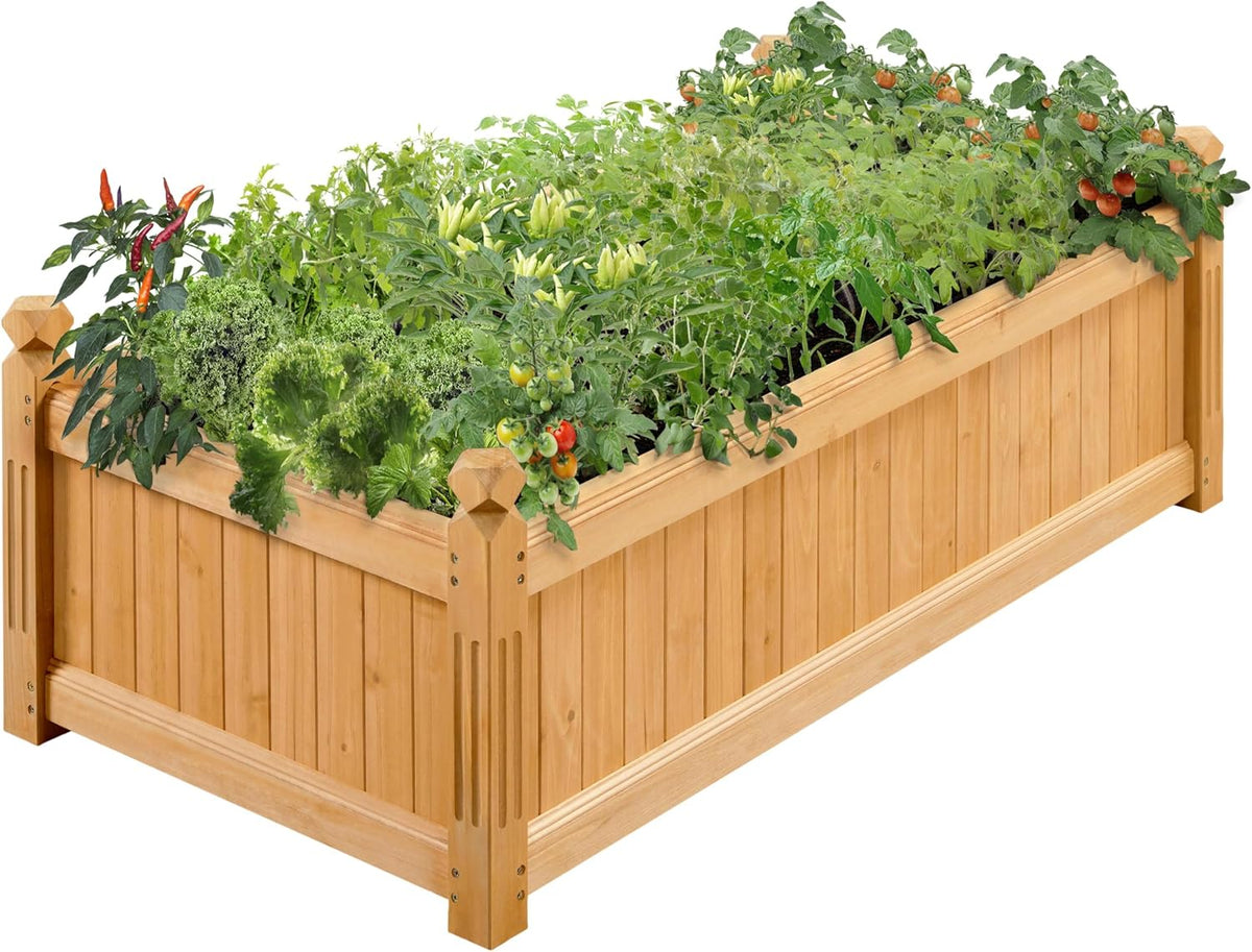 Wooden Rectangular Outdoor Raised Planter Bed