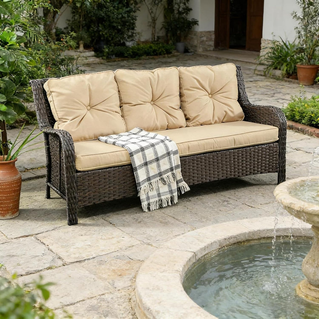 Handwoven PE Wicker Outdoor Patio Sofa