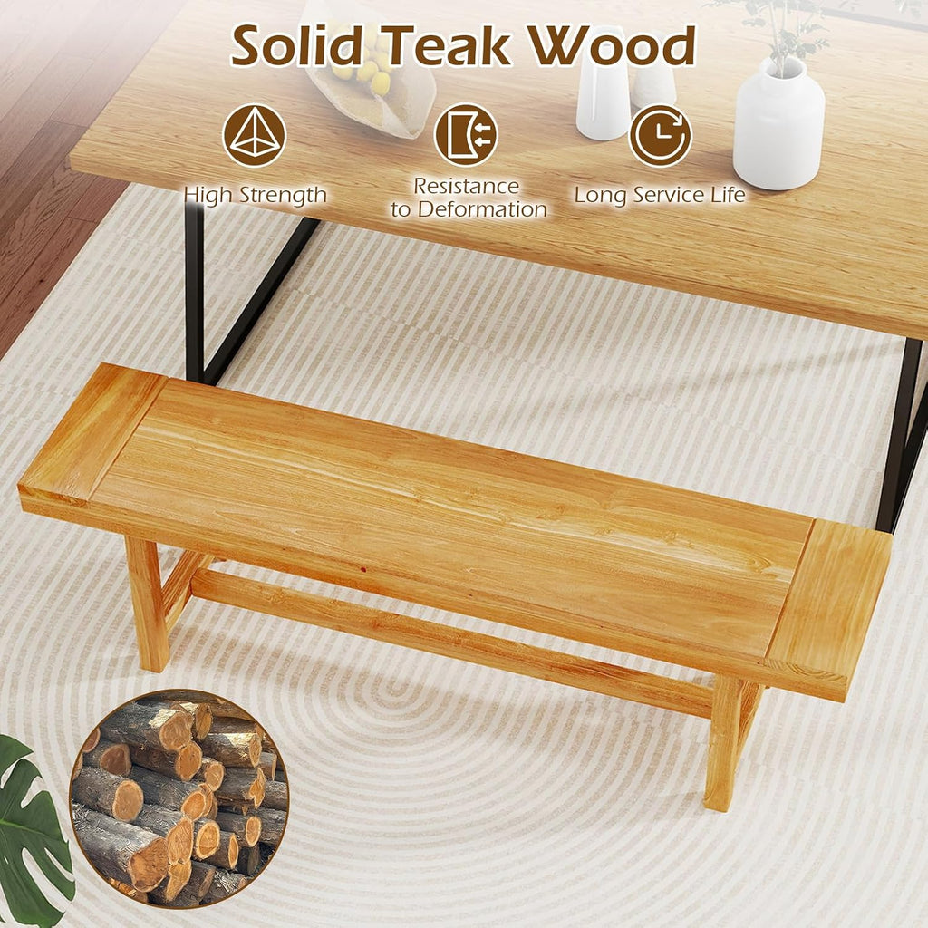 Teak Wood 3‑Person Indoor Outdoor Bench