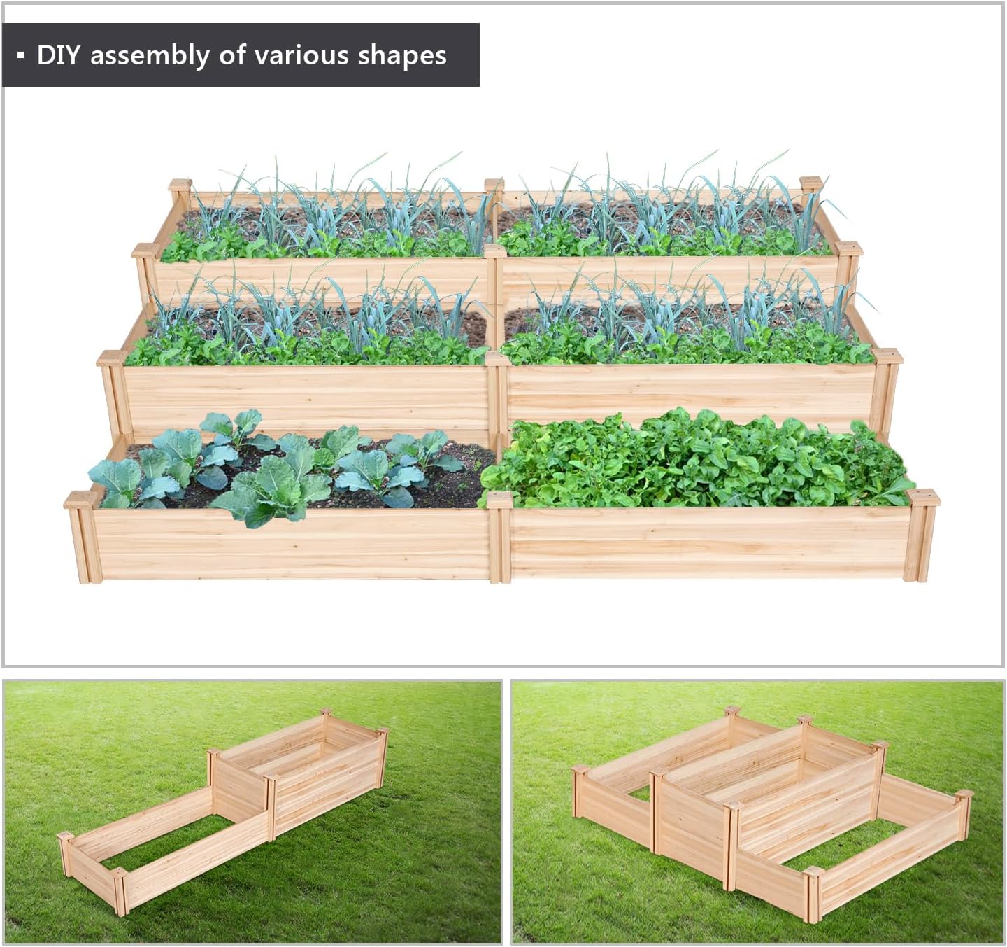 Wood Outdoor Vegetable Flower Planter Bed