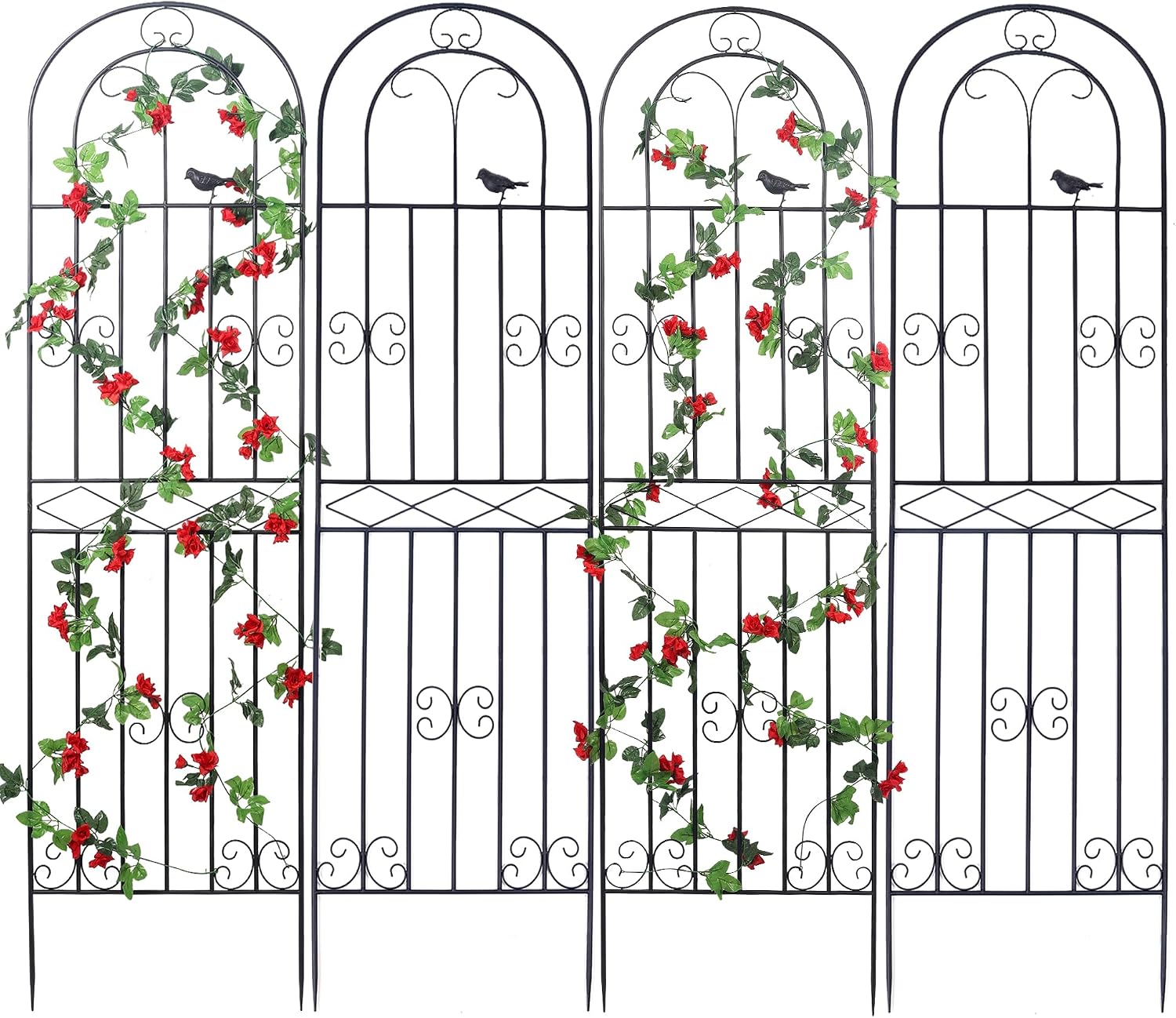 Black Metal Lattice Garden Plant Trellis