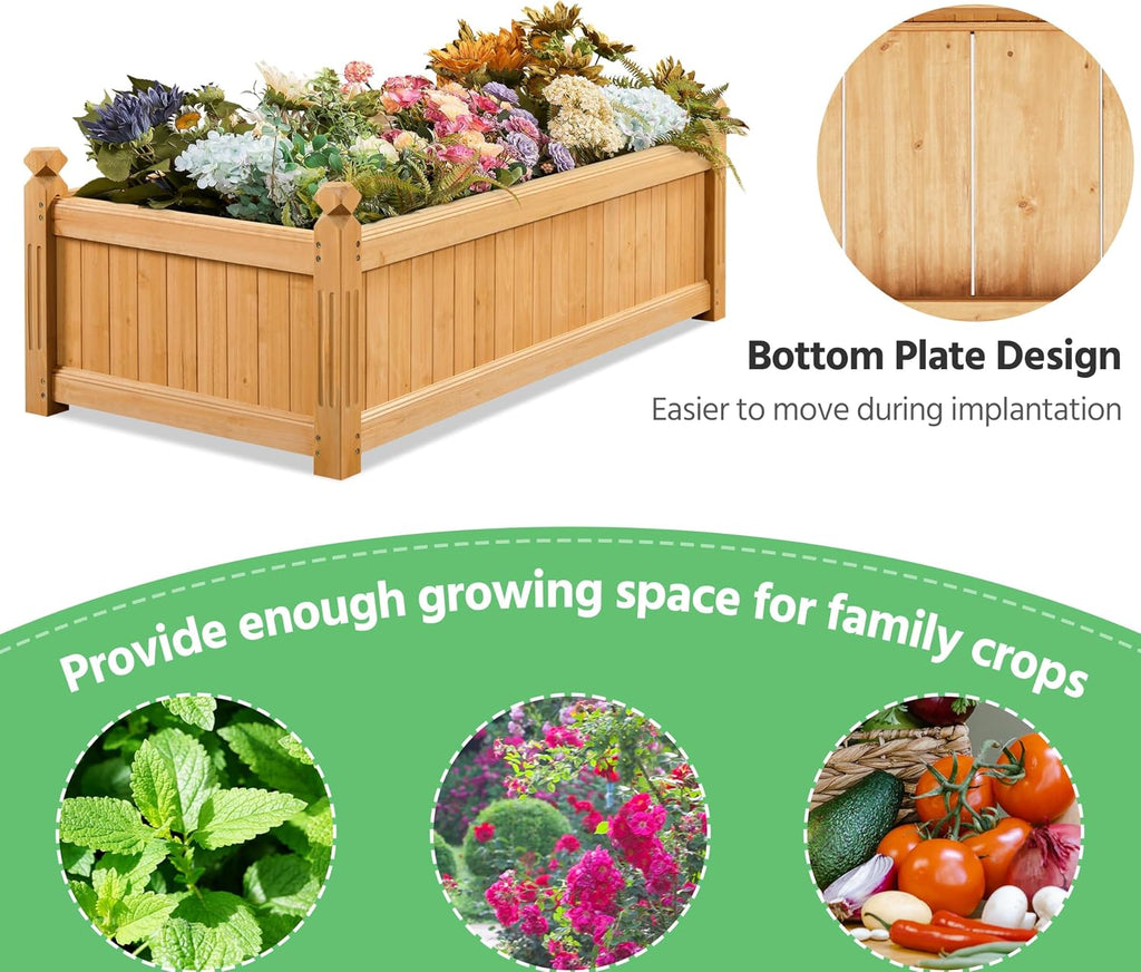 Wooden Rectangular Outdoor Raised Planter Bed
