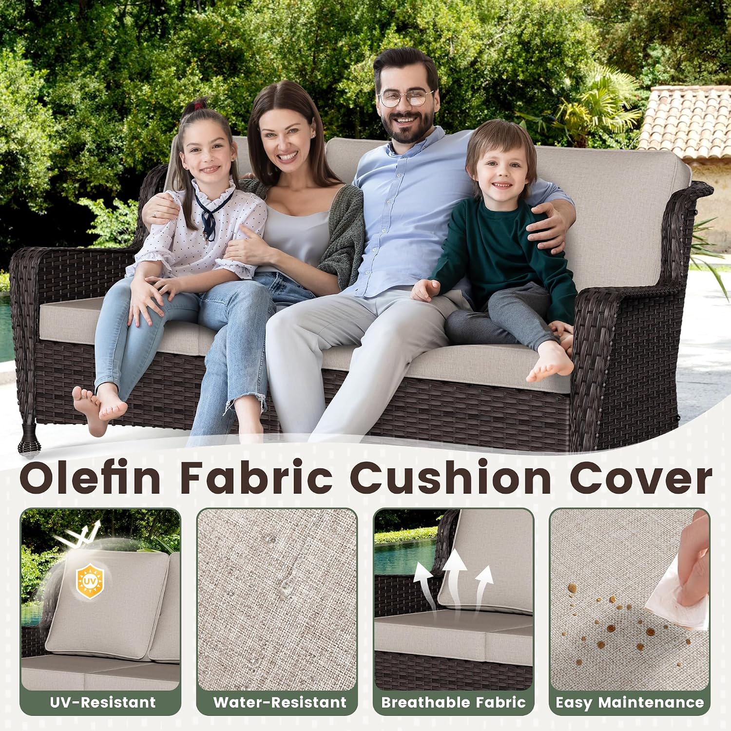 Deep‑Seat Wicker Outdoor Patio Sofa