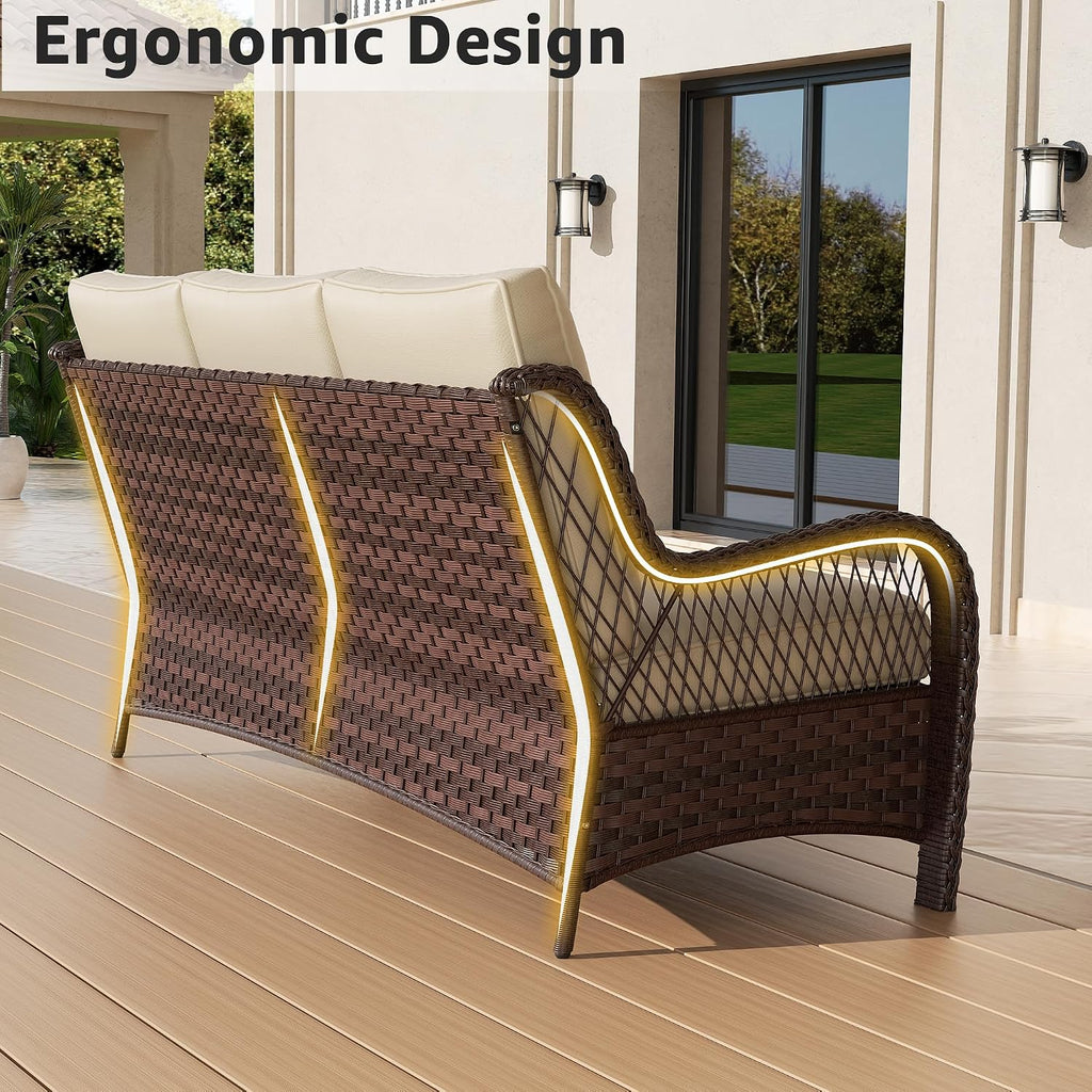 All‑Weather Wicker Cushioned Outdoor Sofa