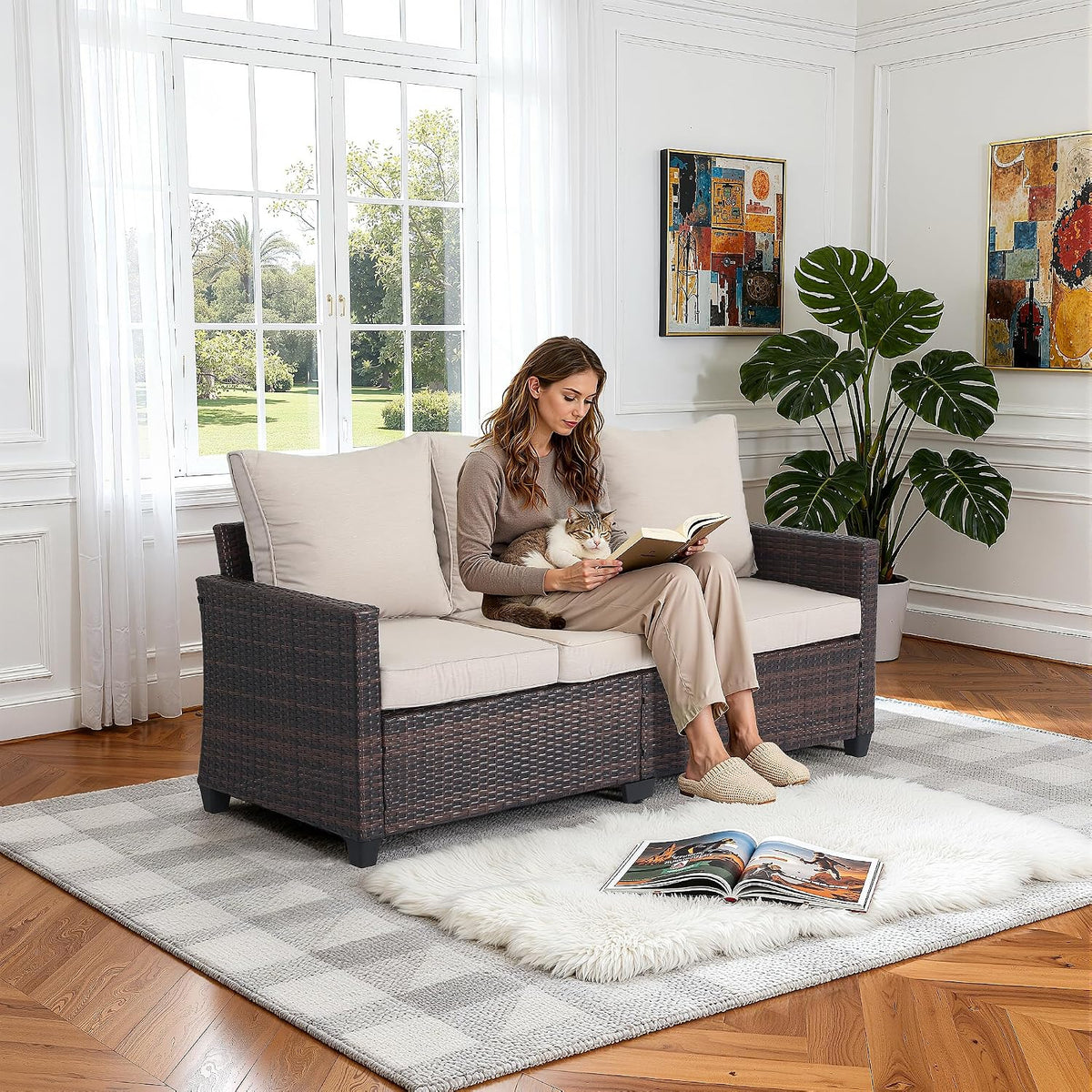 Rattan Wicker Outdoor Patio Garden Sofa