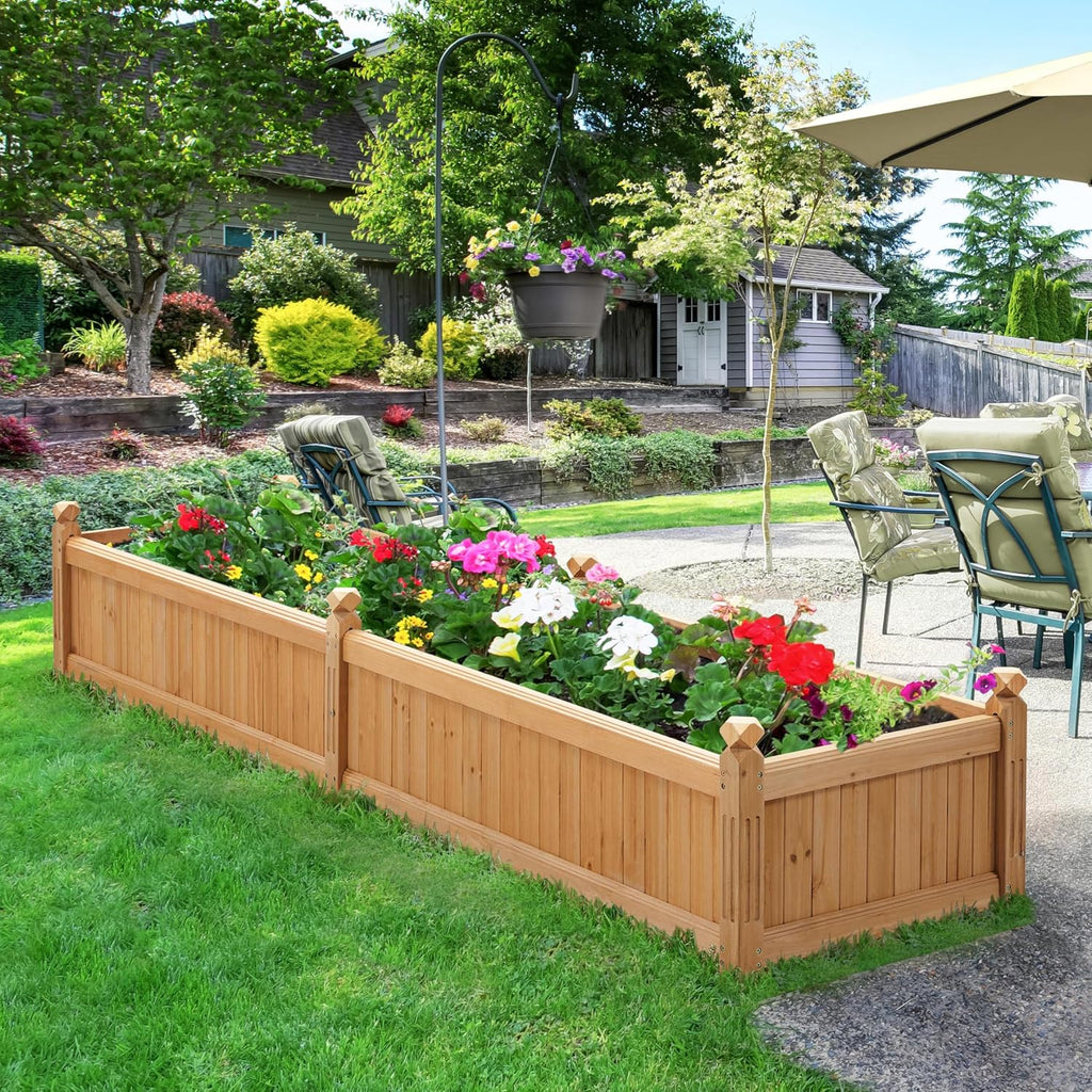 Wooden Rectangular Outdoor Raised Planter Bed