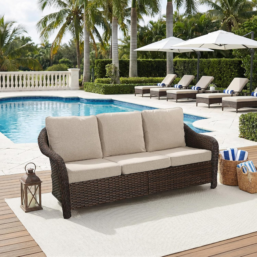 All‑Weather Wicker Patio Three‑Seat Sofa