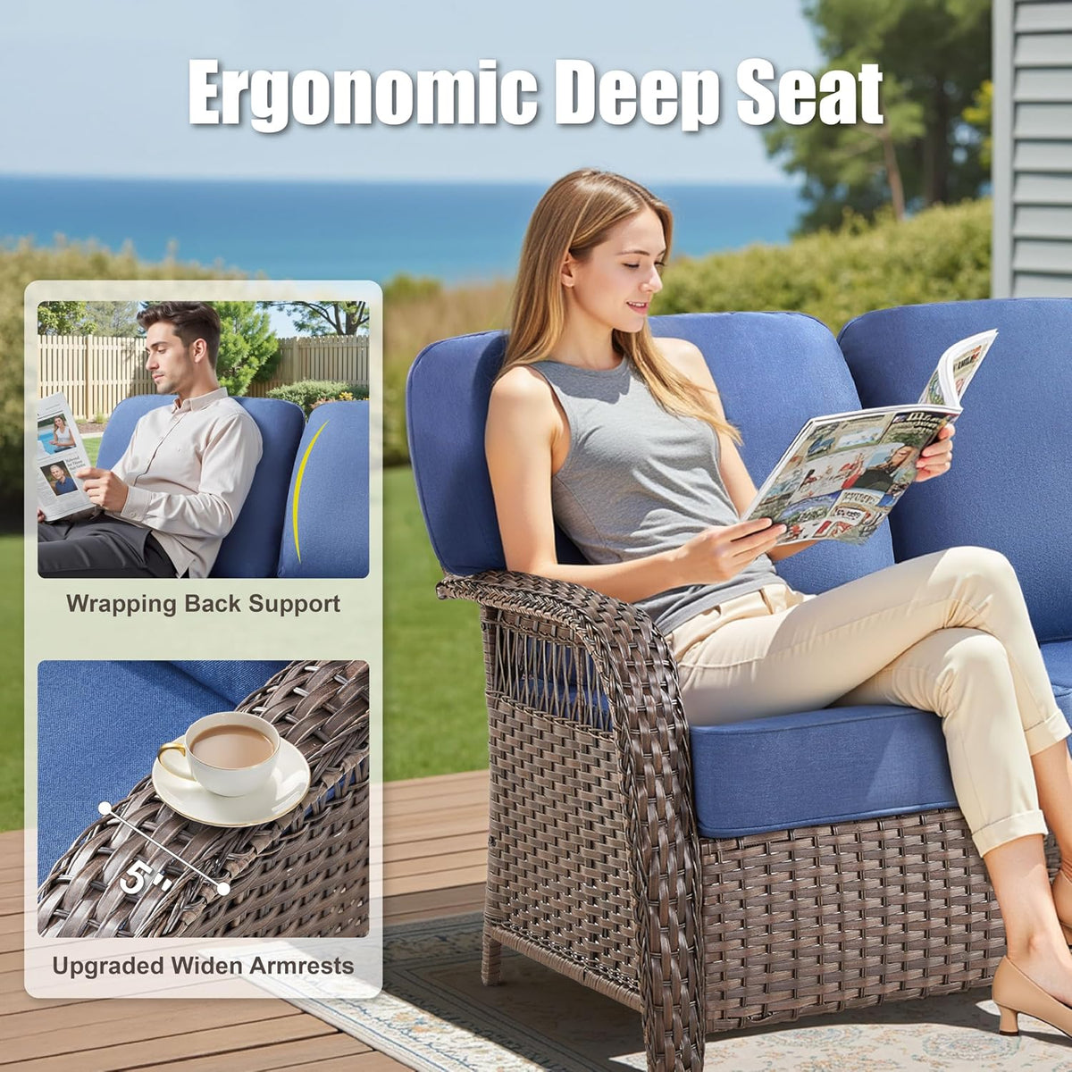 All‑Weather Rattan Outdoor Patio Sofa