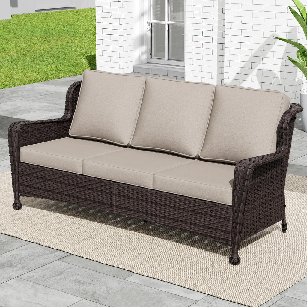Deep‑Seat Wicker Outdoor Patio Sofa